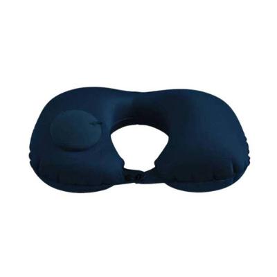 Kit 02 Almofadas de Pescoço Infláveis Formato em U para Viagens Azul