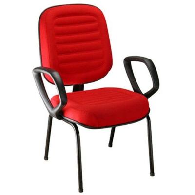Poltrona Diretor Com Braços Base Fixa Palito Vermelho