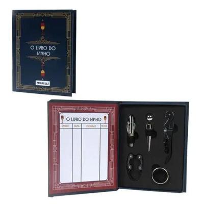 Kit Completo para Vinho 5 Peças Saca-Rolhas Salva-Gotas e Tampa Fratelli