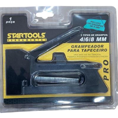 Grampeador para Tapeceiro 100 Grampos de 8mm Recarga Rápida Preto Startools