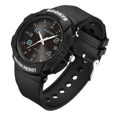Relógio Masculino Analógico Borracha Resistente à Água Preto Azul Sanda