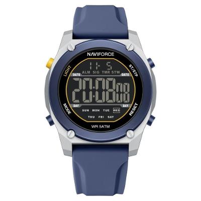 Relógio Masculino Desportivo Casual Digital Pulseira de Silicone Azul Naviforce