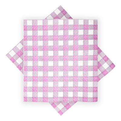 Guardanapo De Papel Xadrez Rosa 30cm X 31cm - 50 Unidades