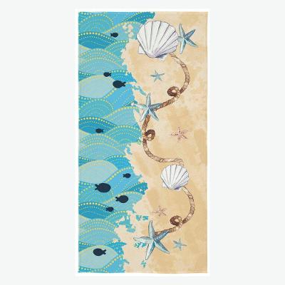 Toalha de Praia Marina 70x140CM Misto 280g-m2 Aveludada Bege Lepper