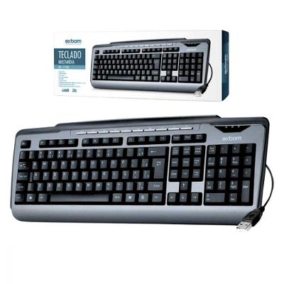Teclado Semi Mecânico BK-170M Multimídia ABNT2 USB Preto Exbom