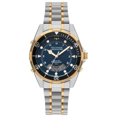 Relógio Masculino Skydiver Aço Inox Bicolor Prata Technos