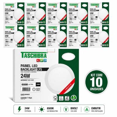 Painel LED LYS Embutir Redondo 24W 6500K Bivolt Branco Taschibra