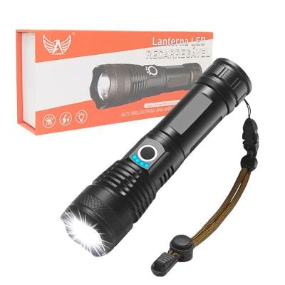 Lanterna Tática LED 2000 Lúmens Recarregável 10h Liga de Magnésio Preta Altomex
