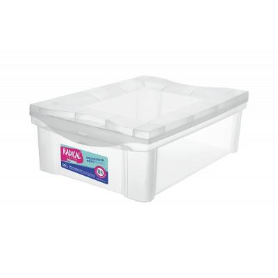 Kit 12 Caixas Organizadoras Radical Color Plástica 13,5L Cristal Ordene