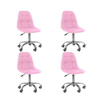 Kit 4 Cadeiras Office Eiffel Botonê Ajustável Oficial Rosa