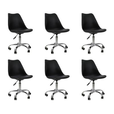 Kit 6 Cadeiras Office Base Cromada Giratória Saarinen -preto