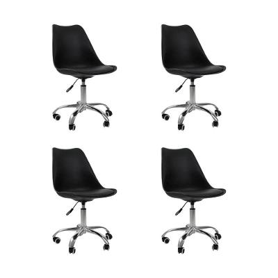 Kit 4 Cadeiras Office Oficial Bas Cromada Giratória Saarinen