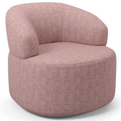 Poltrona Giratória Helena L02 Orgânica em Linho Rosa Lyam Decor