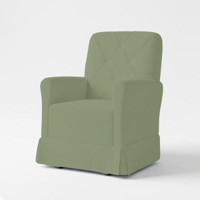 Poltrona de Amamentação com Balanço e Puff Serena Boucle Verde Loja Sheep