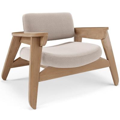 Poltrona Living Concept L02 Nature Bouclê Pés Palito Creme Lyam Decor