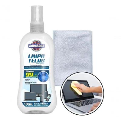 Kit Limpa Telas Spray Antiestático com Flanela de Microfibra 100ML Rodabrill