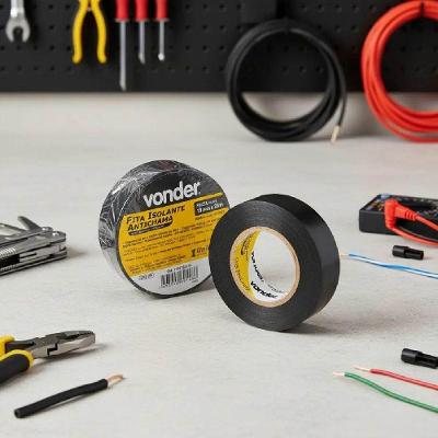 Fita Isolante Antichama 19mmx20m Preta Suporta 750V Vonder