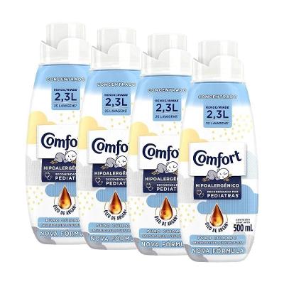 Kit 4 Amaciante Concentrado Puro Cuidado Hipoalergênico 500ML Comfort