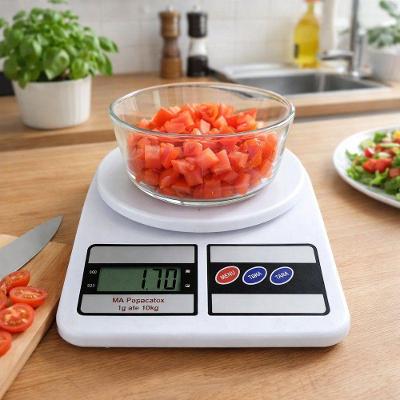 Balança Digital de Cozinha 10kg Plástico Plataforma Ampla Branco Lehaví