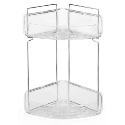 Cantoneira Dupla Cristal para Banheiro com Duas Prateleiras Transparente Arthi