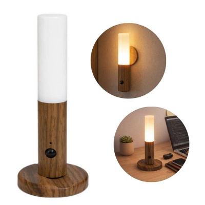 Luminária LED Recarregável Sensor Movimento Automático Amadeirado