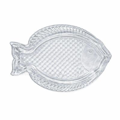 Travessa de Vidro Formato de Peixe para Servir 35x24cm Transparente Yangzi