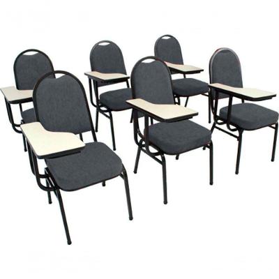 Kit Com 6 Cadeiras Para Auditórios Linha Hotel Cinza