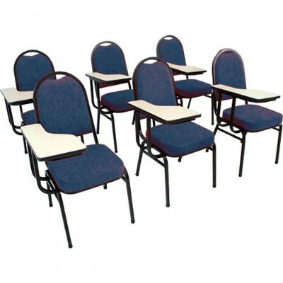 Kit Com 6 Cadeiras Para Auditórios Linha Hotel Azul