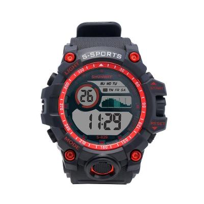 Relógio Digital Masculino Esportivo Preto Com Vermelho - Tudo Em Caixa