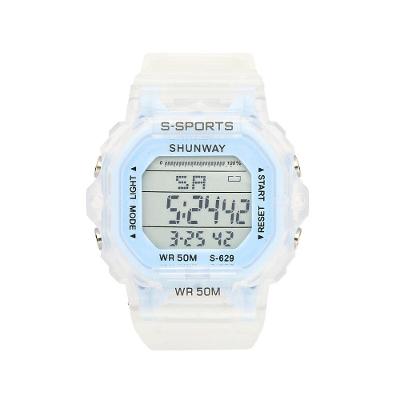Relógio Feminino Digital Esportivo Azul Claro Transparente - Tudo Em Caixa