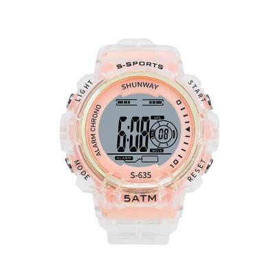 Relógio Digital Esportivo Transparente Rose - Tudo Em Caixa