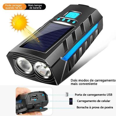 Kit de Iluminação para Bicicleta BIC007-01 com Lanterna LED Recarregável Solar Tudo em Caixa