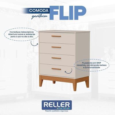 Berço Americano Danny E Cômoda Gaveteiro Flip Areia Acetinado - Reller
