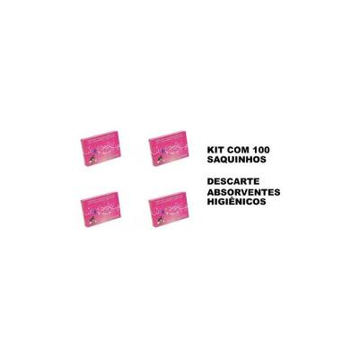 Saquinhos Descarte de Absorvente Feminino Polietileno Virgem 100 Unidades Rosa