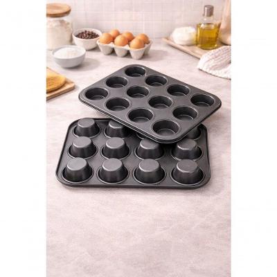 Forma para Cupcake e Pão de Queijo 12 Cavidades Aço Carbono Cinza Fratelli