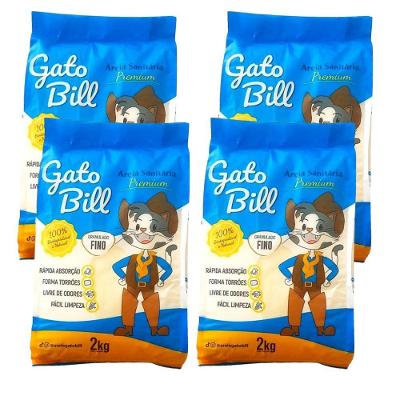 Kit 4 Areias Higiênicas Gato Mimado Gato Bill Premium Milho e Mandioca 8KG