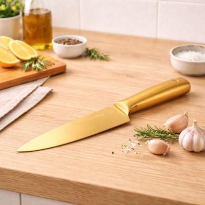 Faca Multiuso Premium Inox 8 Lâmina 20CM Aço Inoxidável Cozinha Dourado Mimo Style