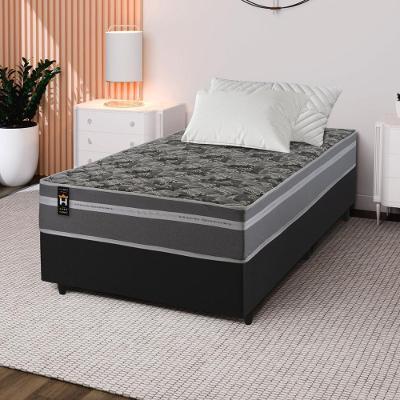 Cama Box com Colchão Solteiro Miami Espuma D33 96x203 Preto e Cinza King