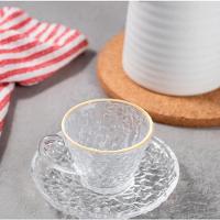 Xícara De Café Petra Cristal Com Pires E Borda Dourada 70ml - 2