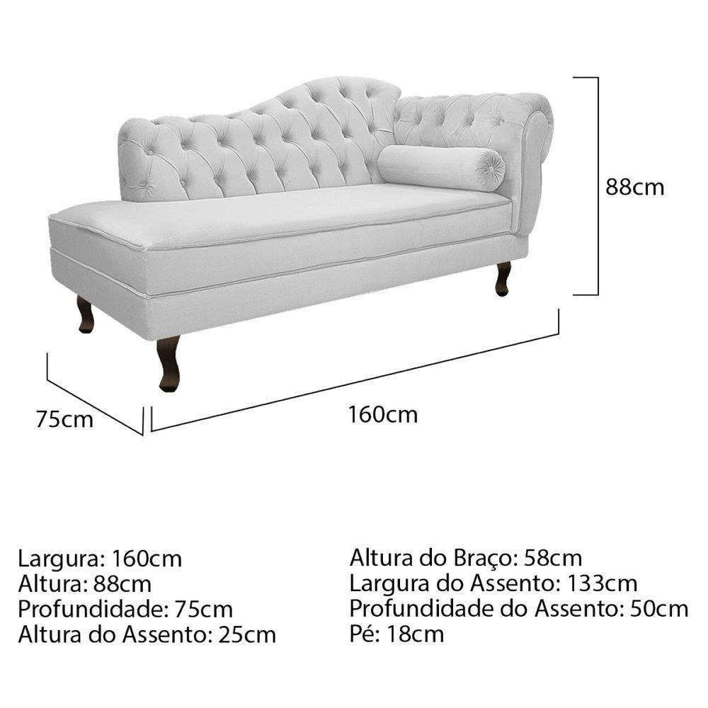 Kit Diva Recamier Diana 160cm Lado Esquerdo e 01 Poltrona Classic Suede Branco - 3