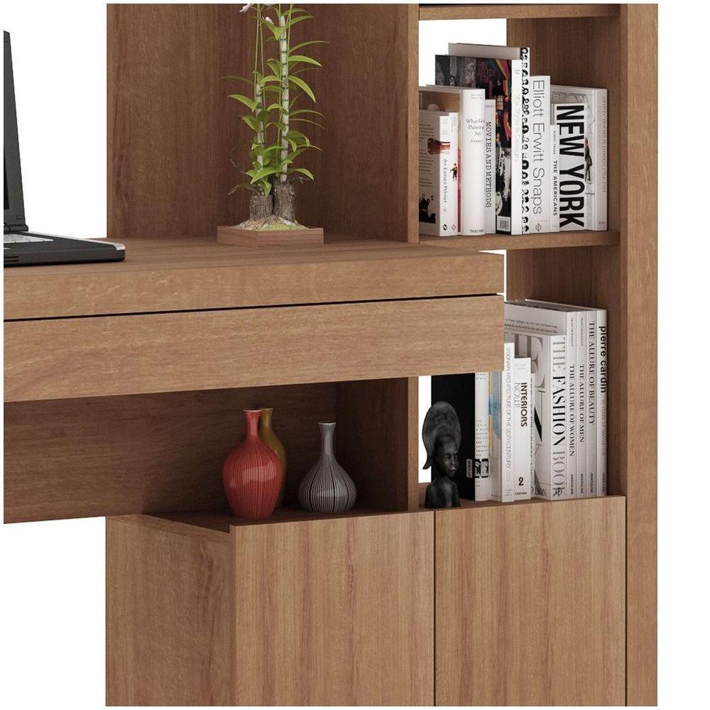 Estante Escrivaninha 1 Porta 2 Gavetas Me4143 Amêndoa - 4