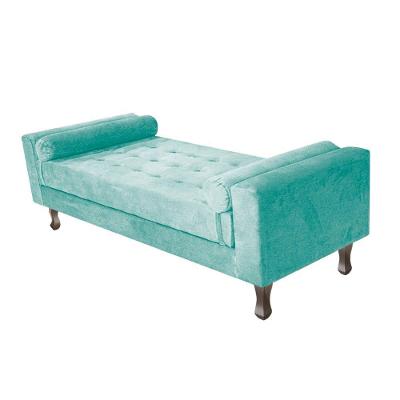 Recamier Baú Félix Solteiro 140 Cm Suede - Doce Sonho Móveis Azul Tiffany