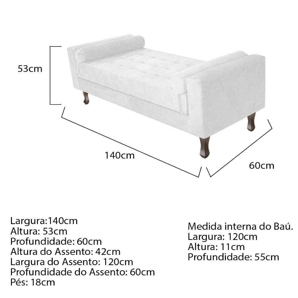 Recamier Baú Félix Solteiro 140 Cm Corano - Doce Sonho Móveis Branco - 2