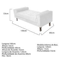 Recamier Baú Félix Solteiro 140 Cm Corano - Doce Sonho Móveis Branco - 2