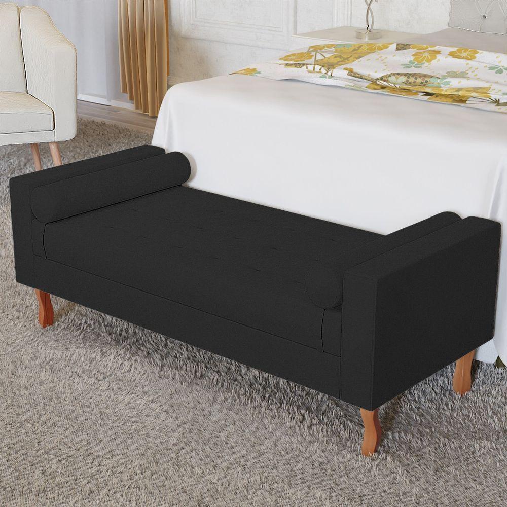 Recamier Baú Félix Solteiro 120 Cm Suede - Doce Sonho Móveis Preto - 6