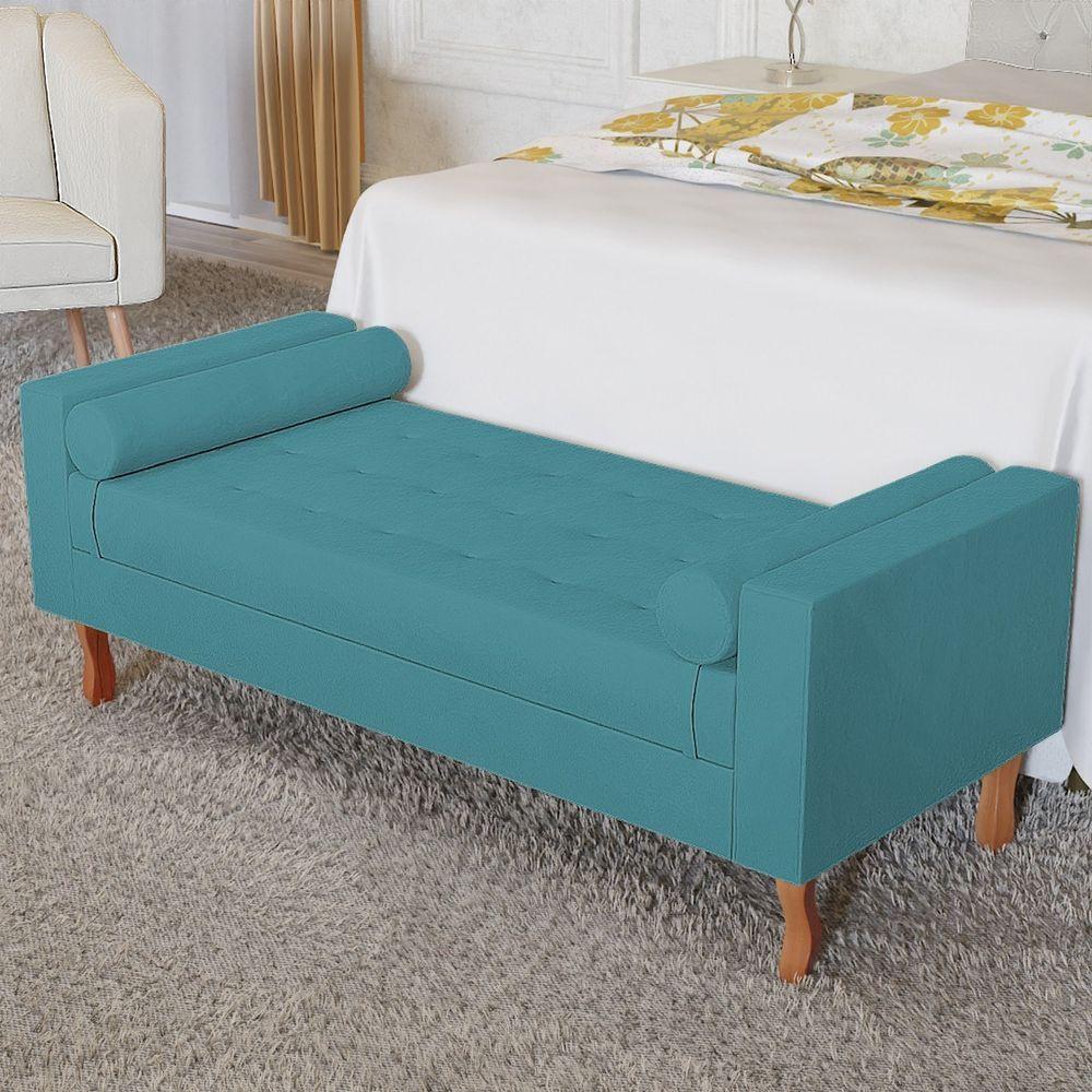 Recamier Baú Félix Solteiro 120 Cm Suede - Doce Sonho Móveis Azul Turquesa - 8