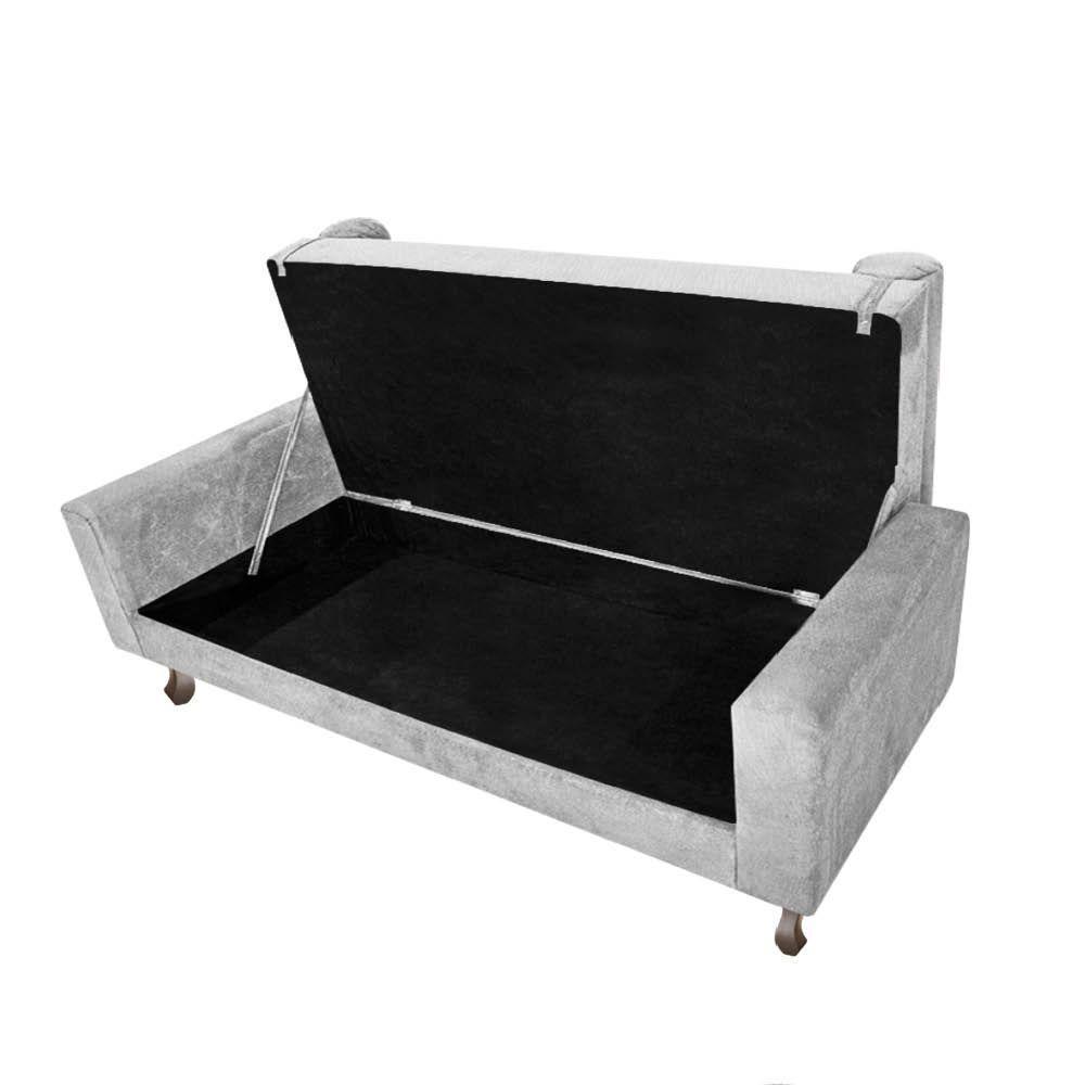Recamier Baú Félix Solteiro 120 Cm Suede - Doce Sonho Móveis Cinza - 2