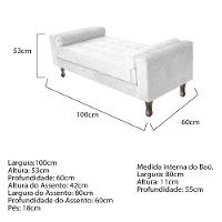 Recamier Baú Félix Solteiro 100 Cm Suede - Doce Sonho Móveis Branco - 3