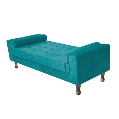 Recamier Baú Félix Solteiro 90 Cm Suede - Doce Sonho Móveis Azul Turquesa