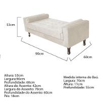 Recamier Baú Félix Solteiro 90 Cm Corano - Doce Sonho Móveis Bege - 3